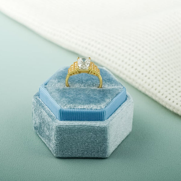 2.0 CT Emerald Cluster Moissanite Engagement Ring