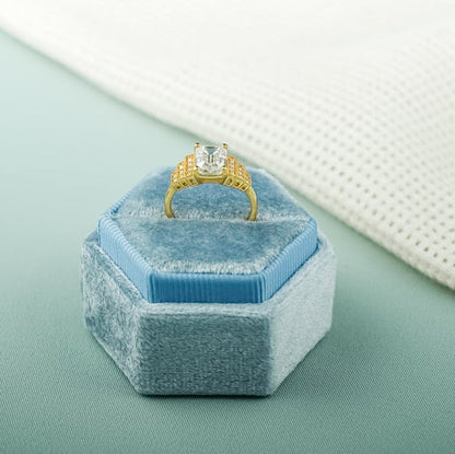 2.0 CT Emerald Cluster Moissanite Engagement Ring