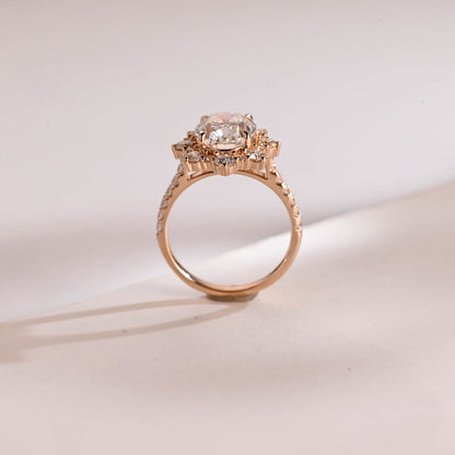 2.0 CT Oval Pave & Halo Moissanite Engagement Ring