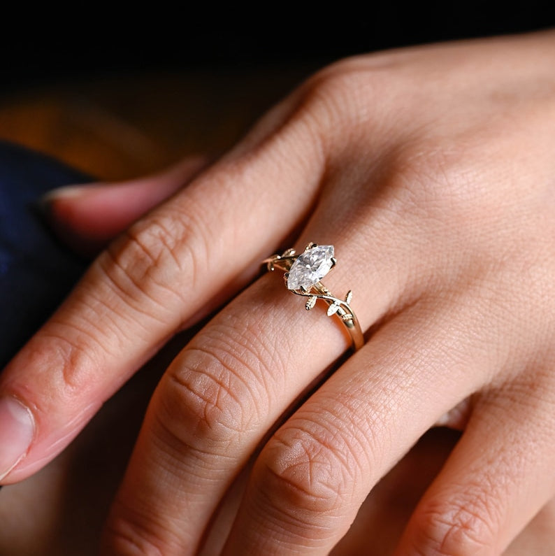 2.0 CT Marquise Solitaire Moissanite Engagement Ring