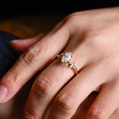 2.0 CT Marquise Solitaire Moissanite Engagement Ring