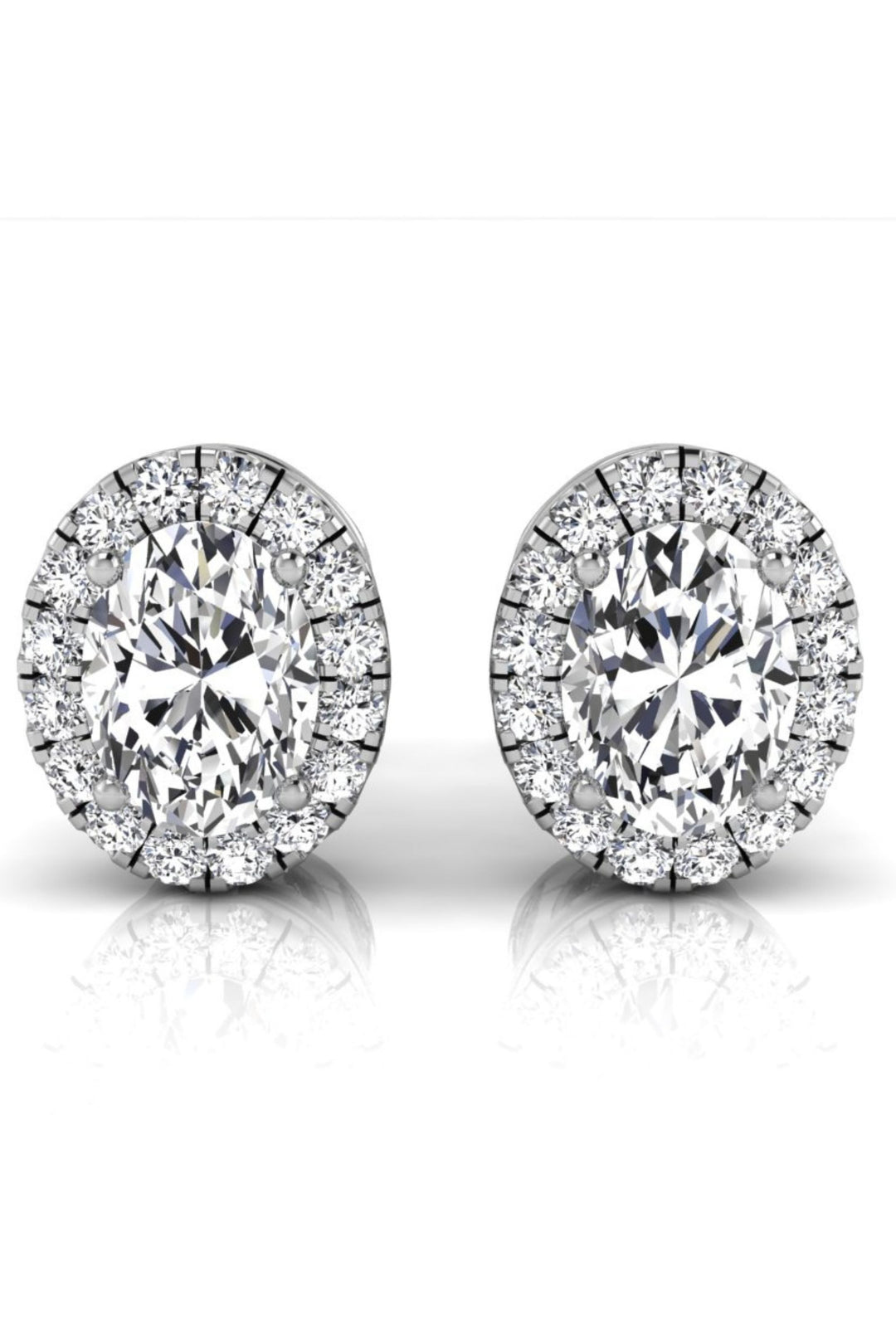 1.76 TCW Oval Cut Halo Stud Moissanite Earrings