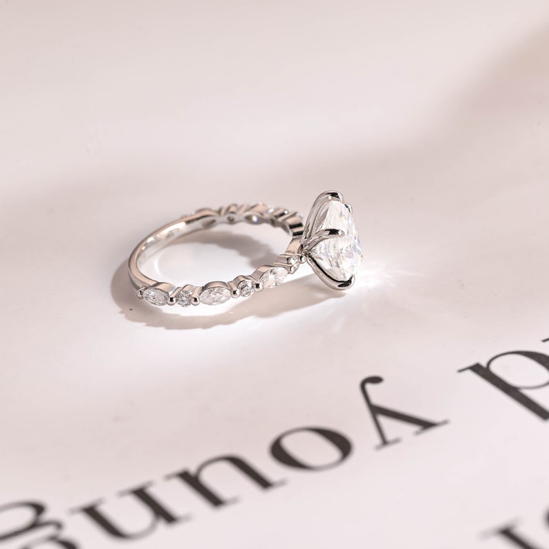 2.0 CT Pear Pave Moissanite Engagement Ring
