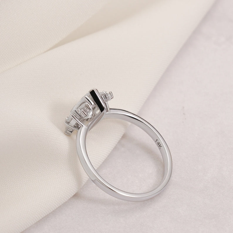 2.0 CT Marquise Cluster Moissanite Engagement Ring