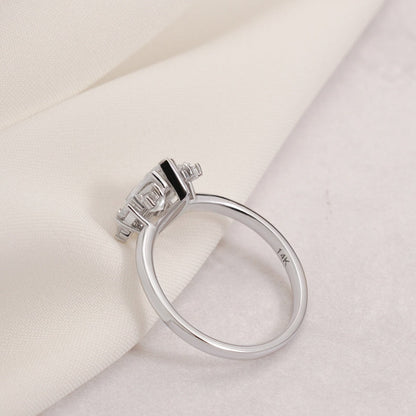 2.0 CT Marquise Cluster Moissanite Engagement Ring