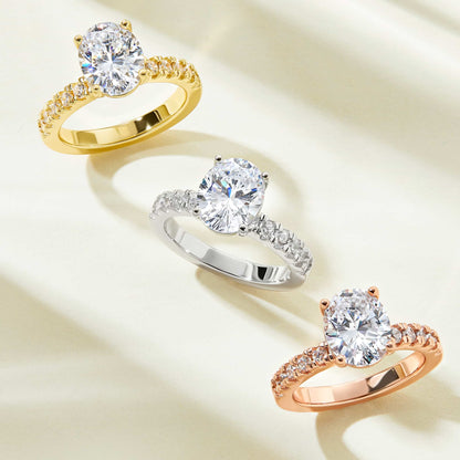 3 CT Oval Pave Moissanite Engagement Ring