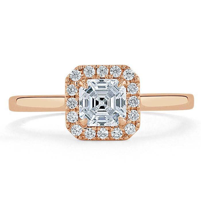 0.75 CT Asscher Cut Halo Moissanite Engagement Ring 8