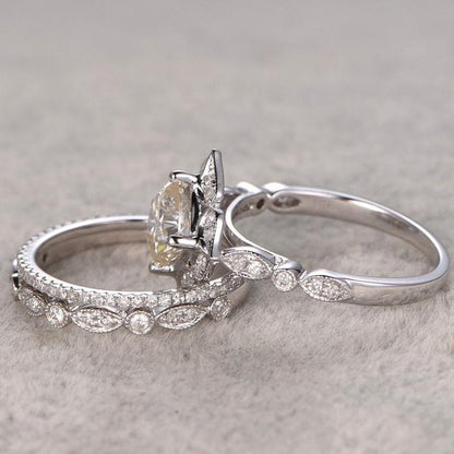 1 CT Cushion Vintage Moissanite Bridal Set