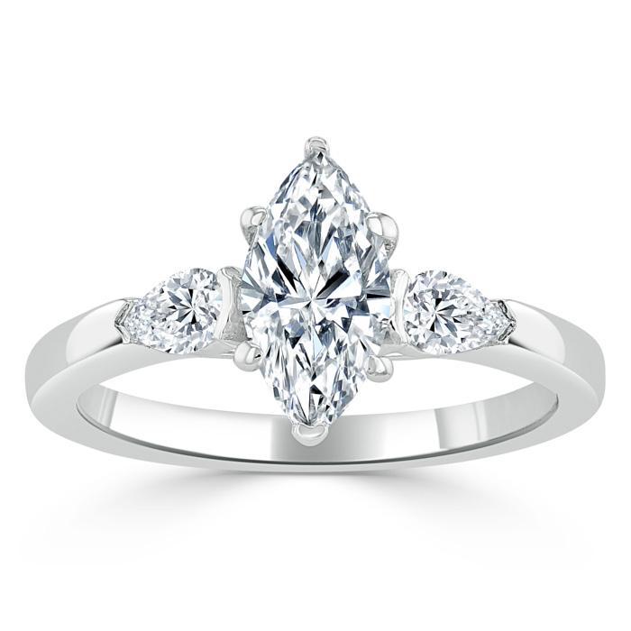 0.75 CT Marquise Cut Three Stone Moissanite Engagement Ring 2