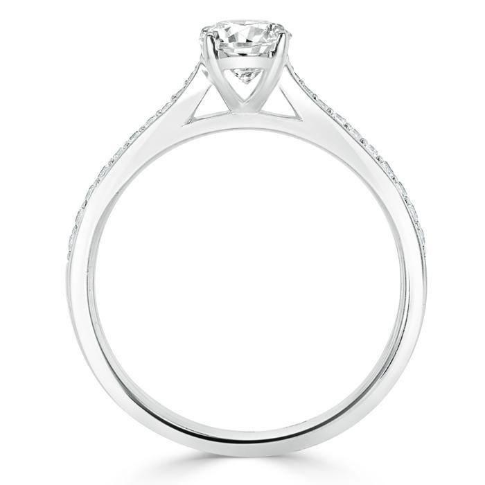 0.94 CT Oval Cut Solitaire Moissanite Engagement Ring With Pave Setting 4