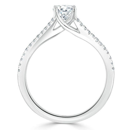 0.75 CT  Oval Cut Solitaire Split Shank Style Moissanite Engagement Ring 4