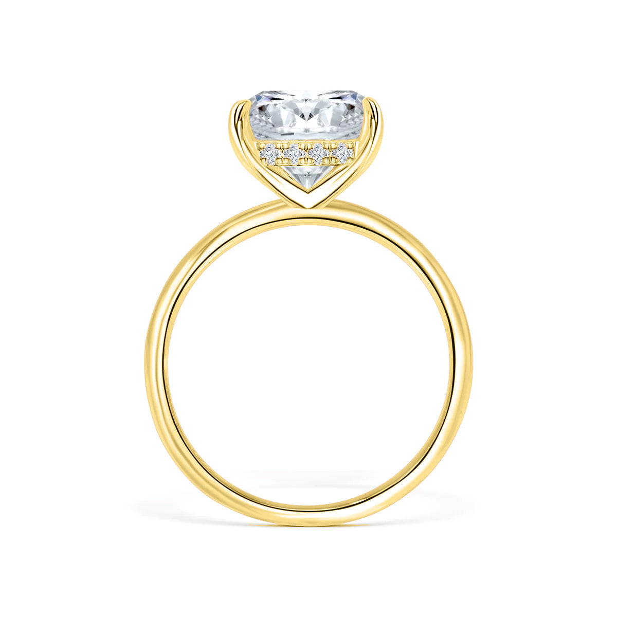 3.5 CT Cushion Hidden Halo Moissanite Engagement Ring