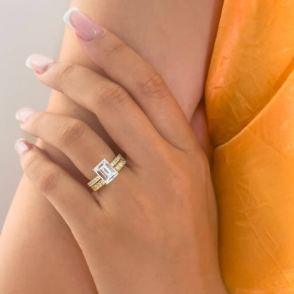 3 CT Emerald Pave Moissanite Engagement Ring