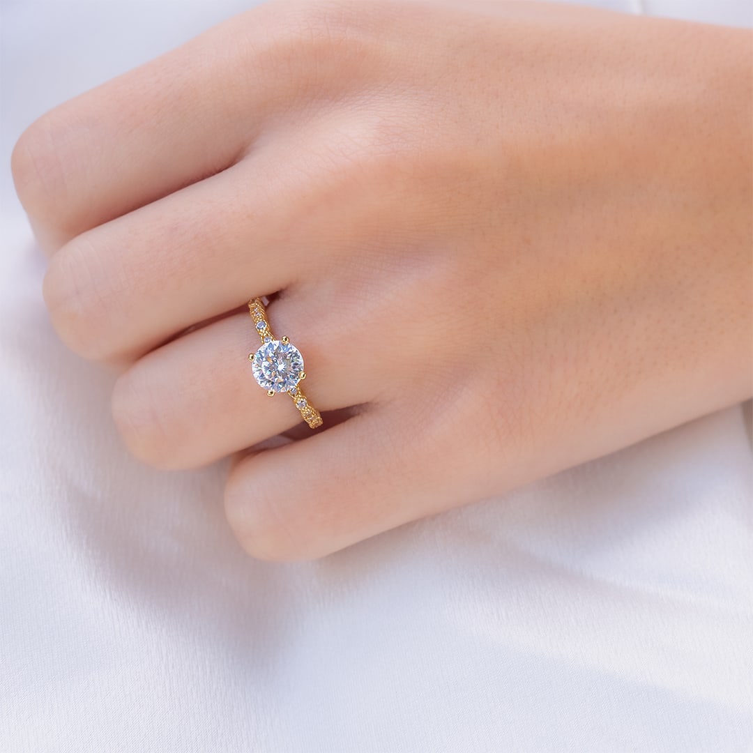 1.8 CT Round Pave Moissanite Engagement Ring