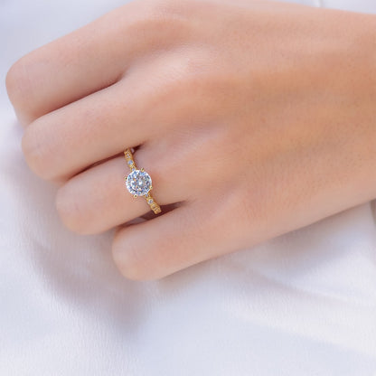 1.8 CT Round Pave Moissanite Engagement Ring