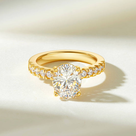 3 CT Oval Pave Moissanite Engagement Ring
