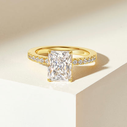 3 CT Radiant Pave Moissanite Engagement Ring