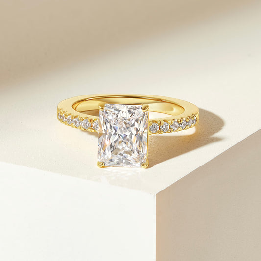 3 CT Radiant Pave Moissanite Engagement Ring