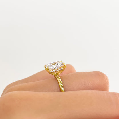 3 CT Radiant Hidden Halo Moissanite Engagement Ring