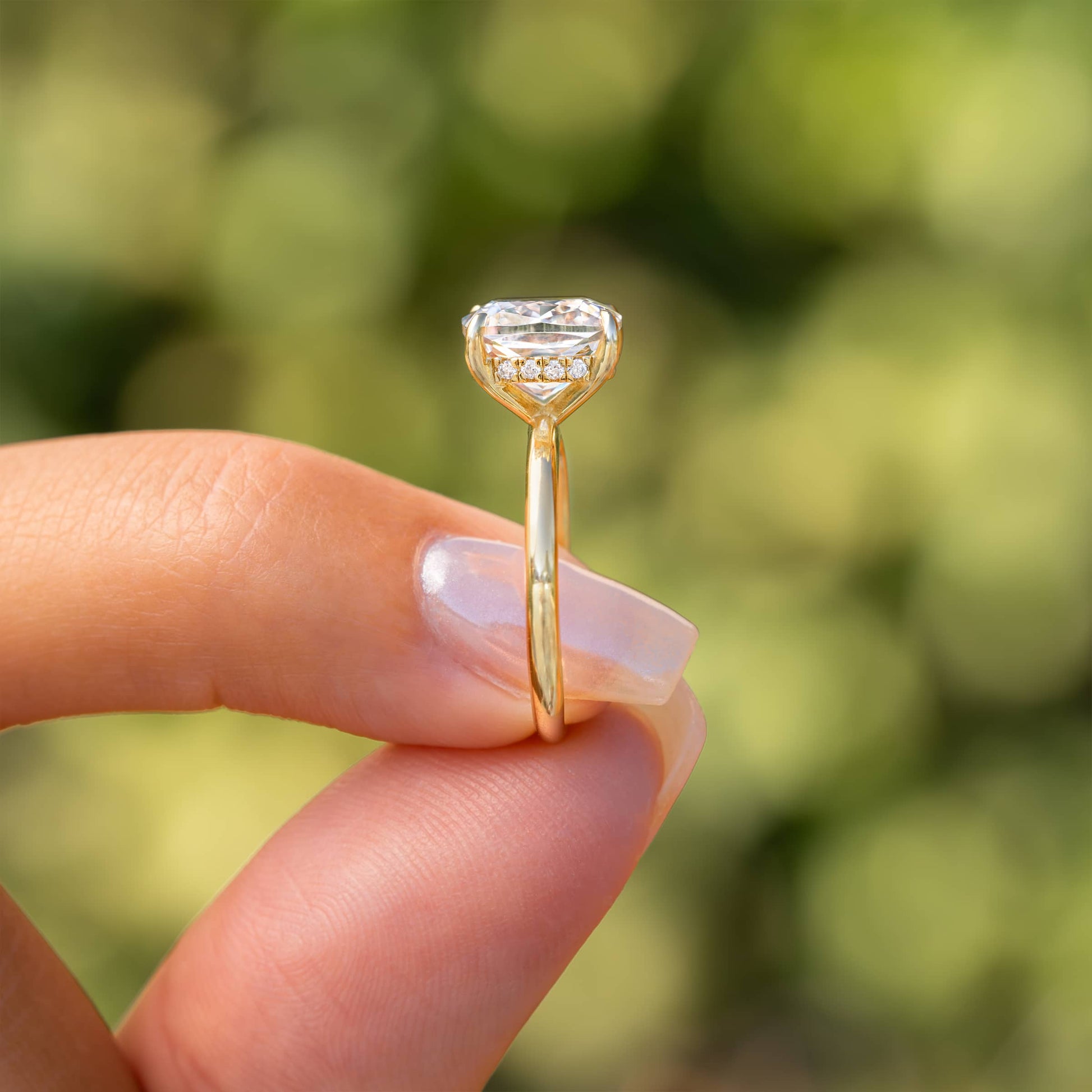 3.5 CT Cushion Hidden Halo Moissanite Engagement Ring