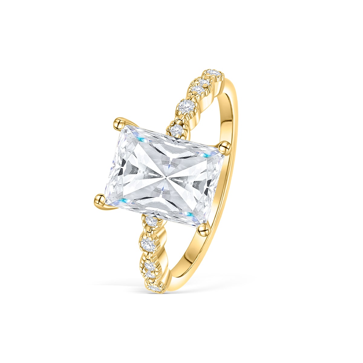 1.5 CT Radiant Pave Moissanite Engagement Ring