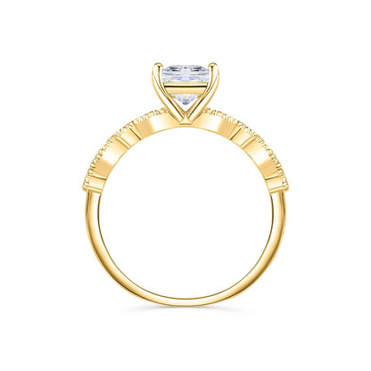 1.5 CT Radiant Pave Moissanite Engagement Ring
