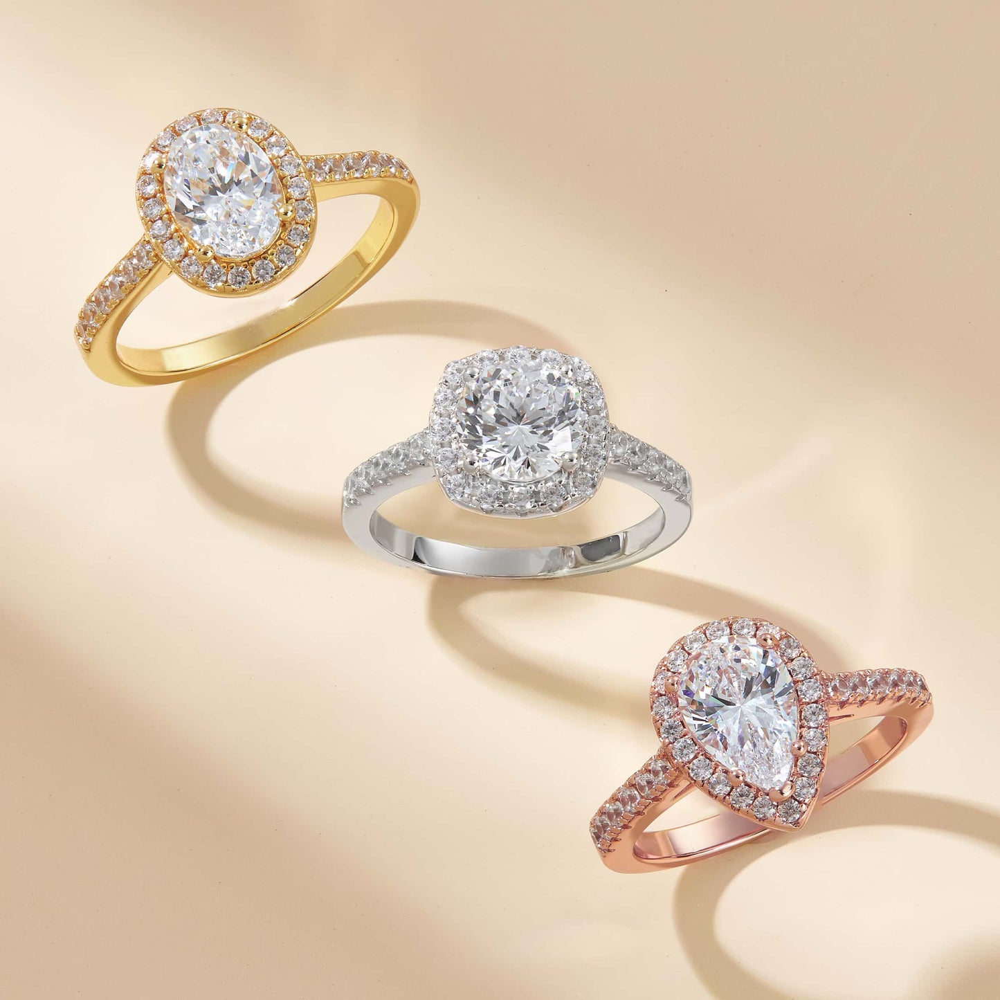 1.5 CT Oval Halo & Pave Moissanite Engagement Ring