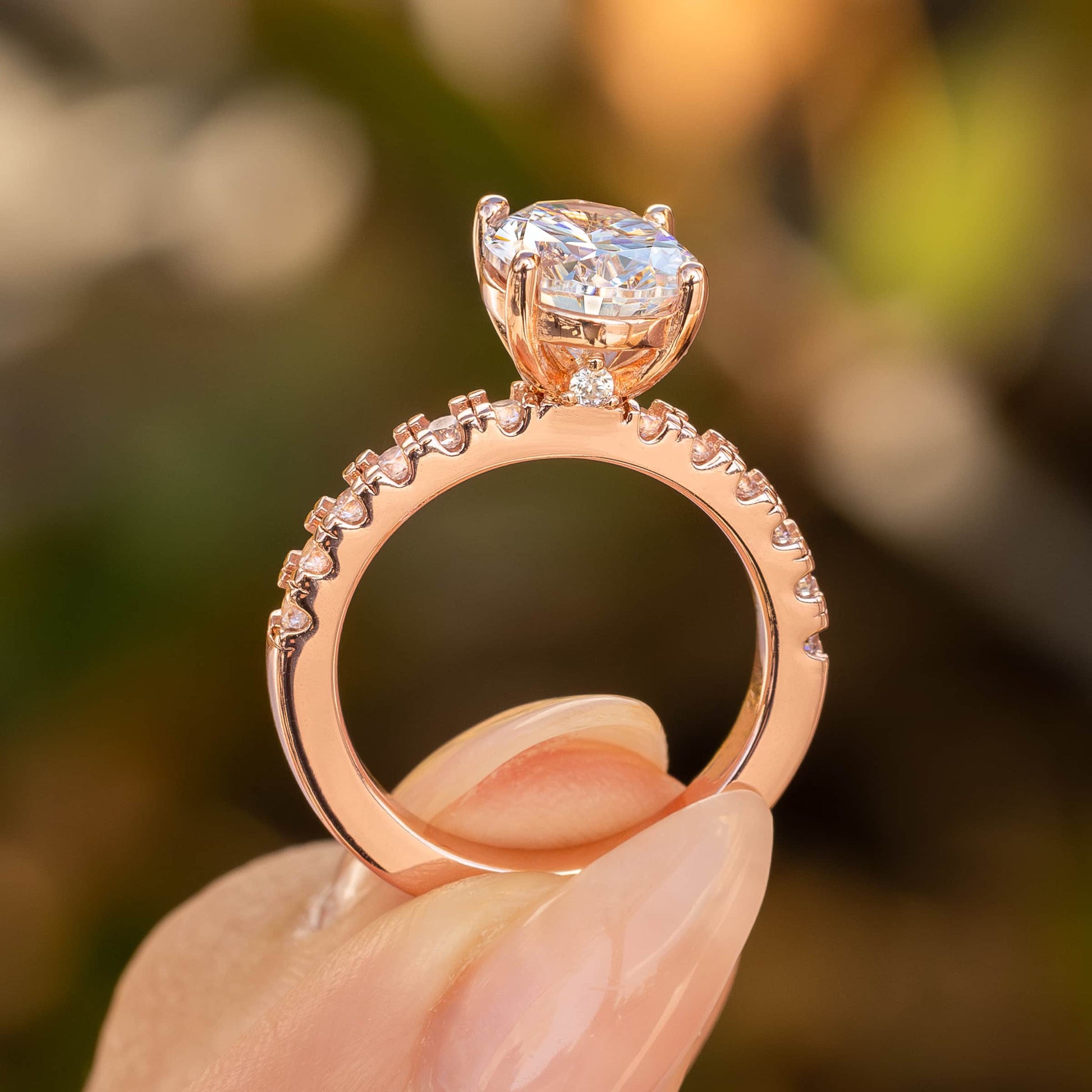 3 CT Oval Pave Moissanite Engagement Ring