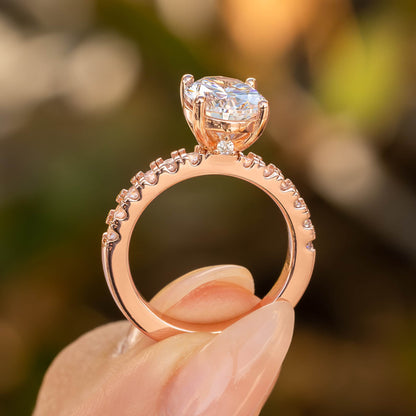 3 CT Oval Pave Moissanite Engagement Ring