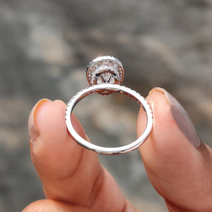 1 CT Oval Halo & Pave Moissanite Engagement Ring