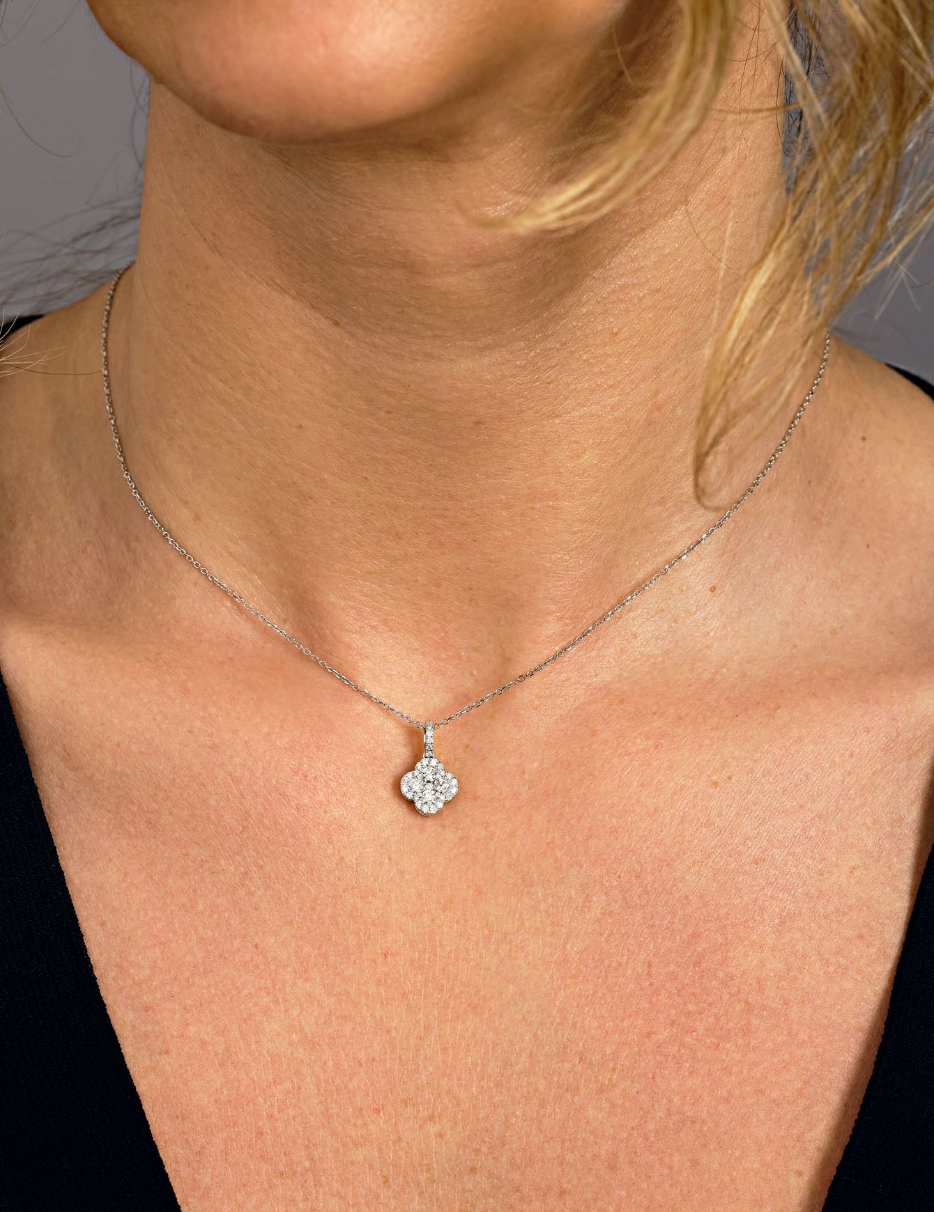 0.25 CT Round Shaped Moissanite Multi Stone Necklace