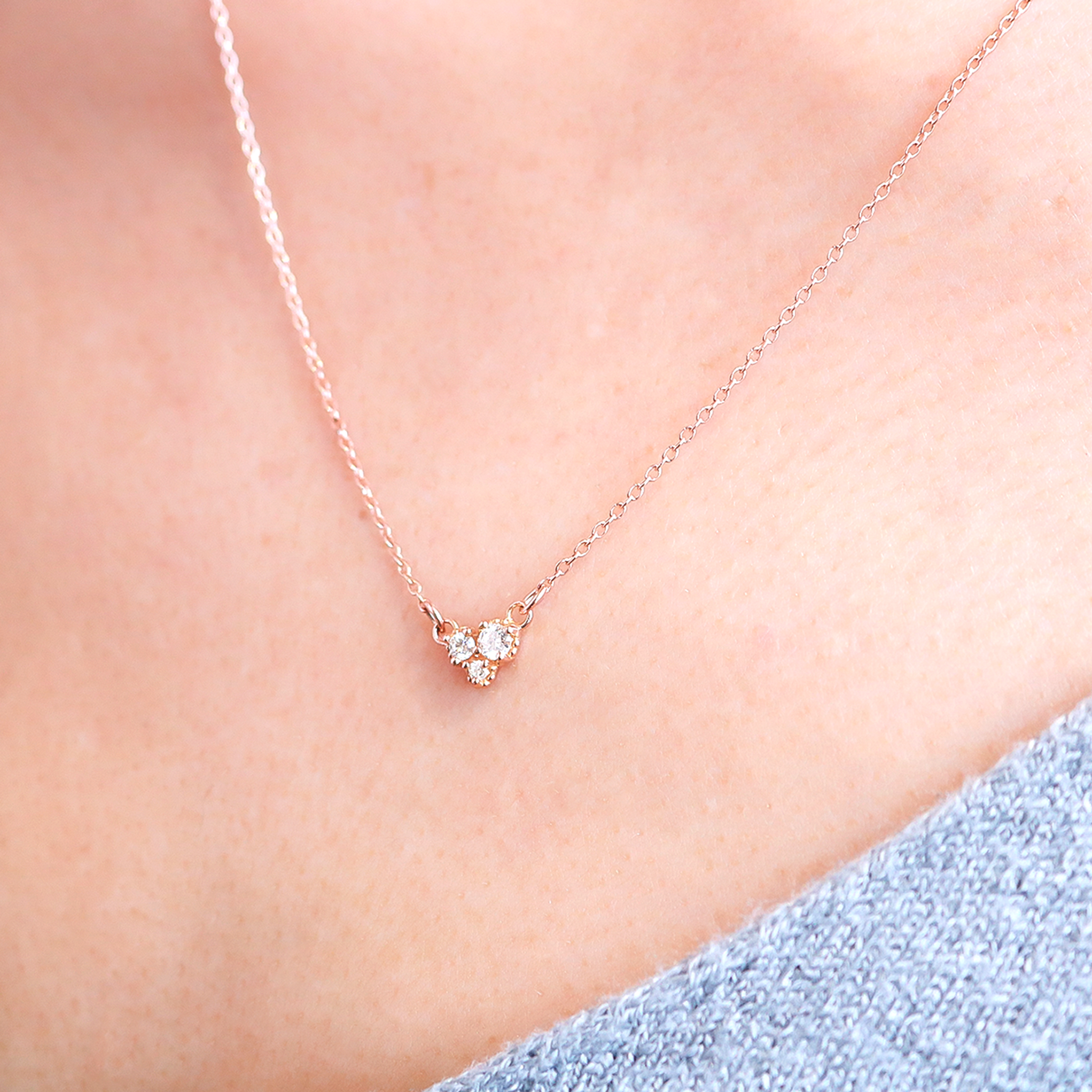 0.11 CT Round Shaped Moissanite Necklace In Multi Stone Design
