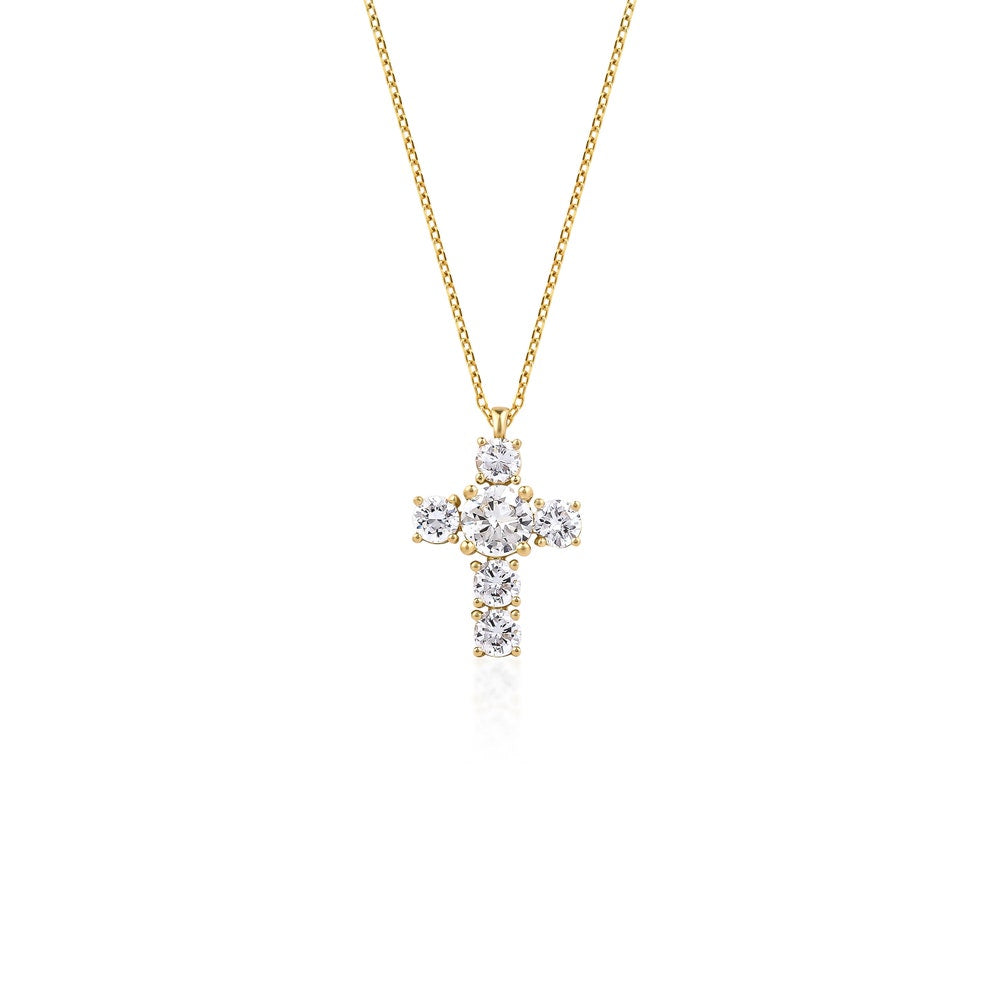 1.5 CT Round Cut Cross Pendant Moissanite Diamond Necklace