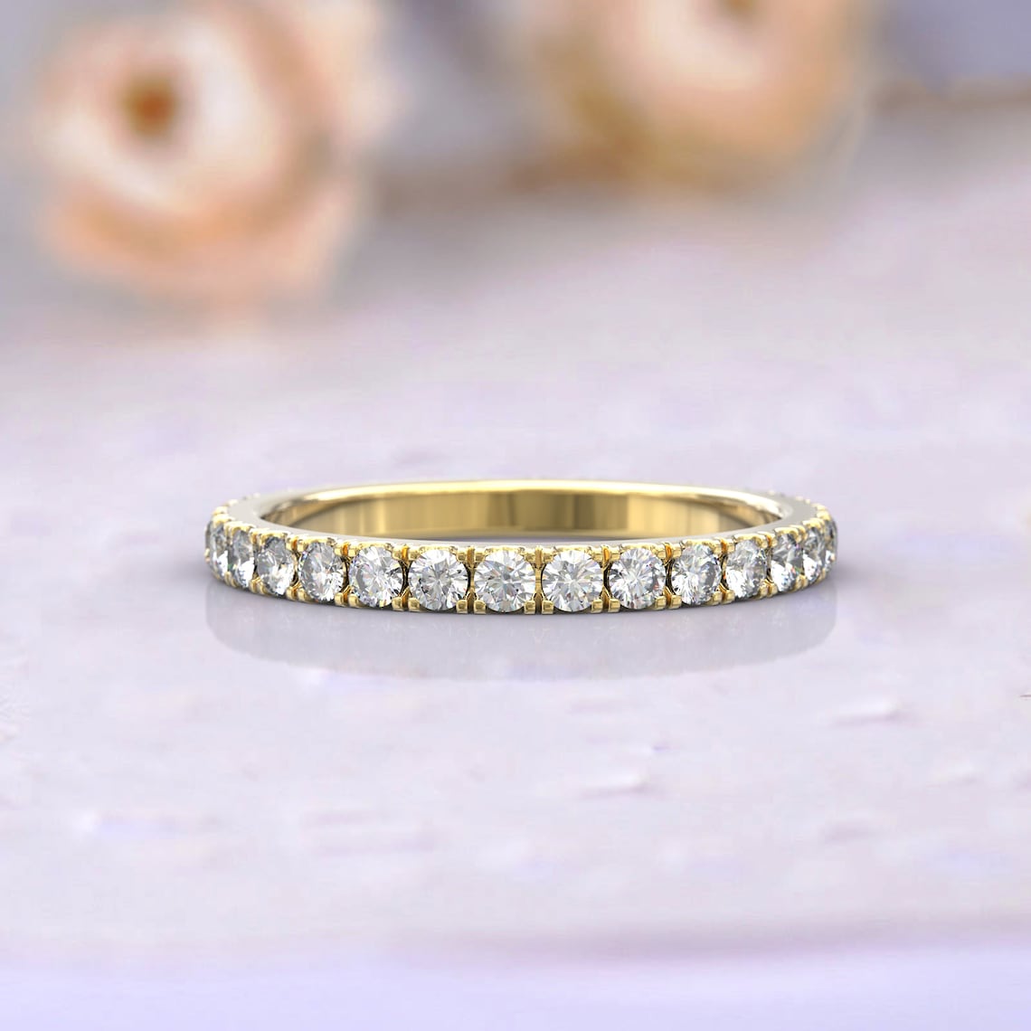 0.91 TCW Round Moissanite Full Eternity Wedding Band - farrellouise