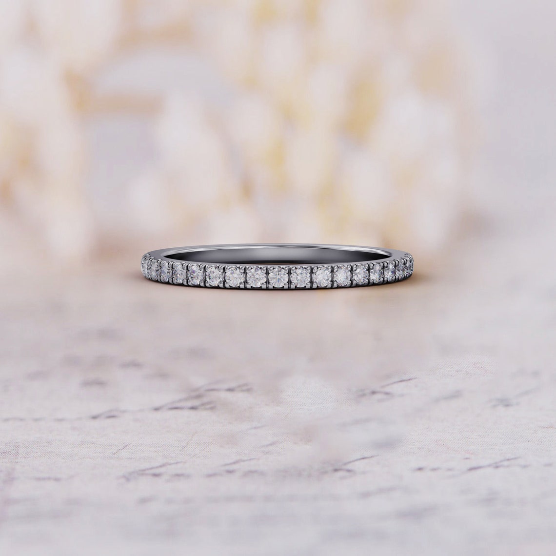 0.40 TCW Round Moissanite Half Eternity Wedding Band - farrellouise