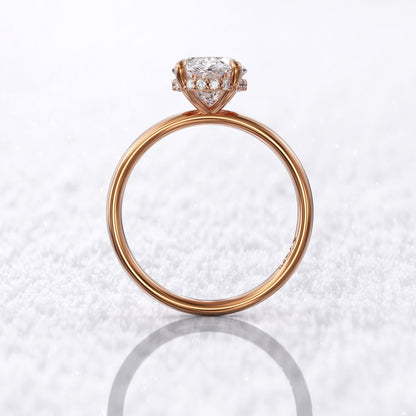 1.50 CT Oval Moissanite Hidden Halo Engagement Ring - farrellouise