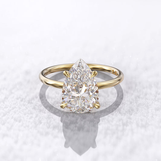 2.50 CT Pear Moissanite Solitaire Engagement Ring - farrellouise