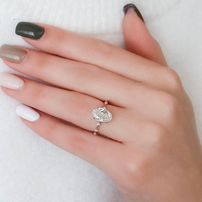 3.5 CT Oval Dainty Moissanite Engagement Ring