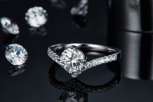 1 CT Round Shaped Moissanite Engagement Ring In Pave Design