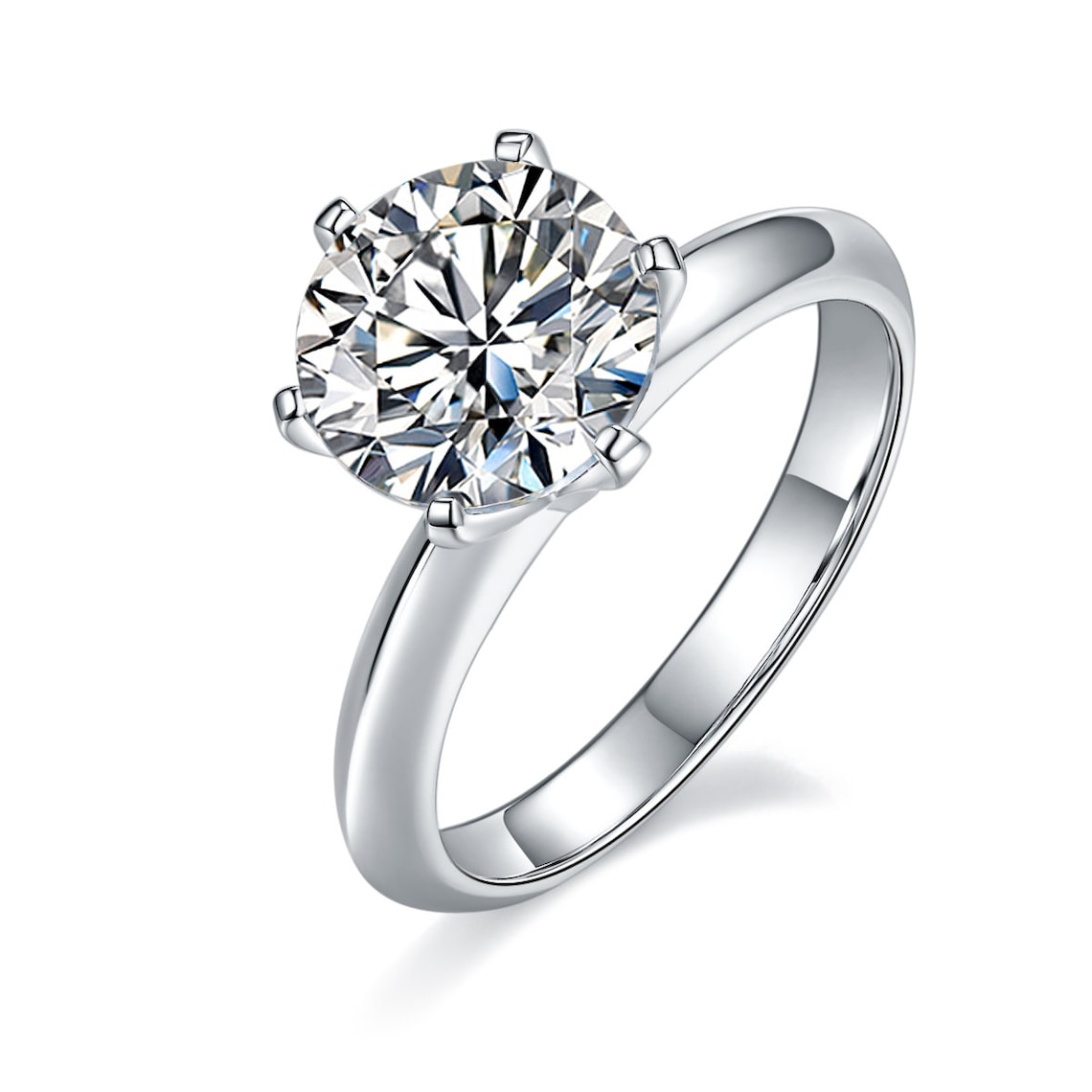 3 CT Round Shaped Moissanite Engagement Ring In Solitaire Design