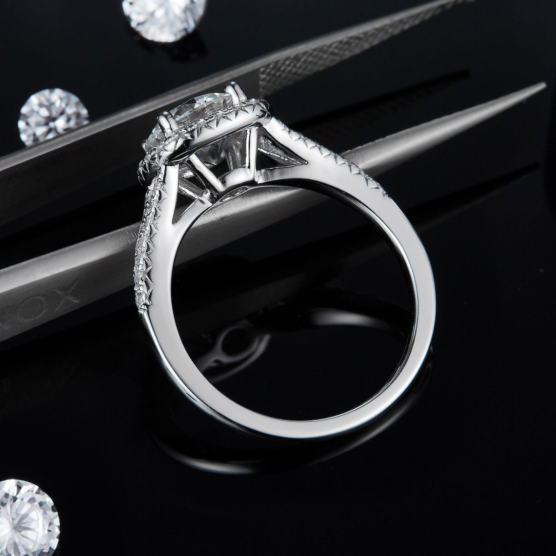 2 CT Oval Shaped Moissanite Engagement Ring In Hidden Halo Design