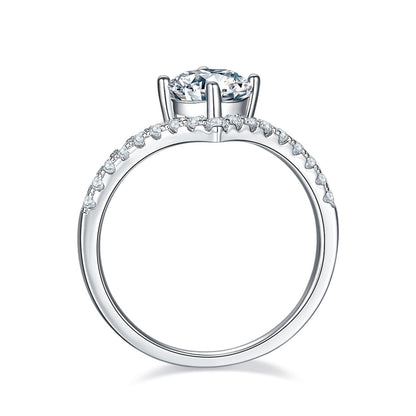 1 CT Round Shaped Moissanite Engagement Ring In Pave Design