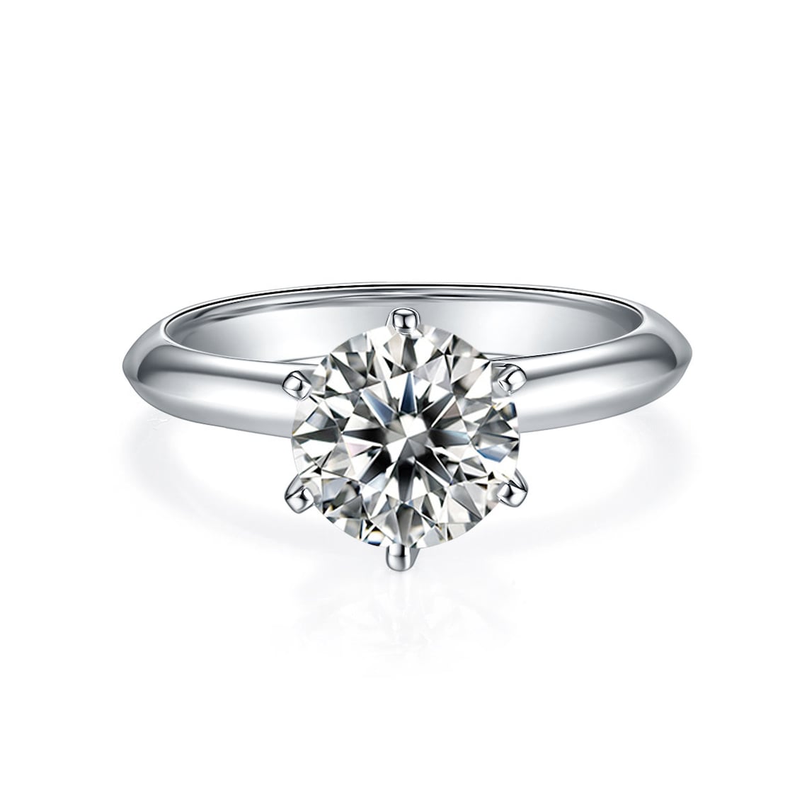 1.5 CT Round Shaped Moissanite Engagement Ring In Solitaire Design