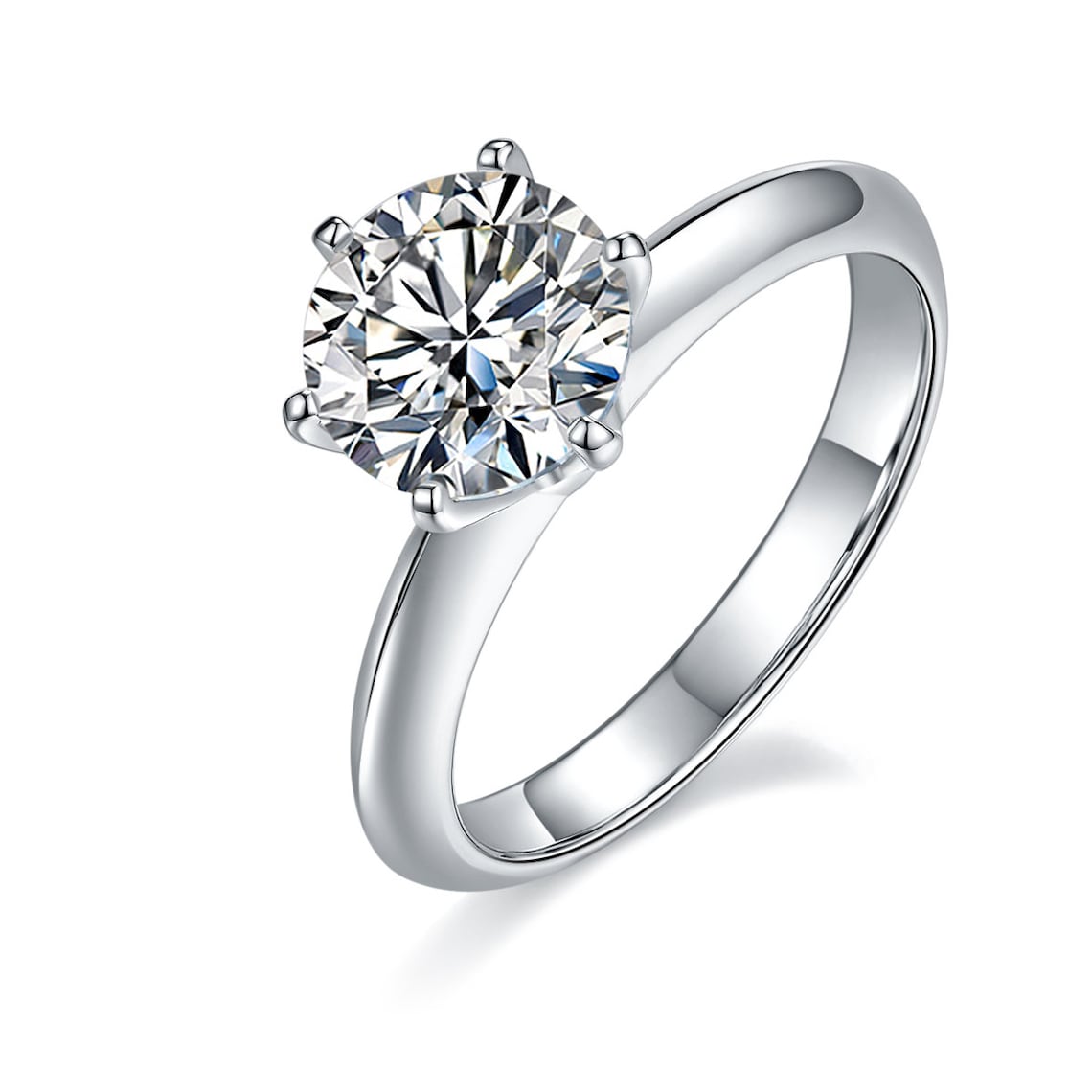 1.5 CT Round Shaped Moissanite Engagement Ring In Solitaire Design