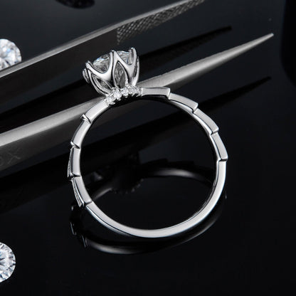 1 CT Round Shaped Moissanite Engagement Ring In Pave Design
