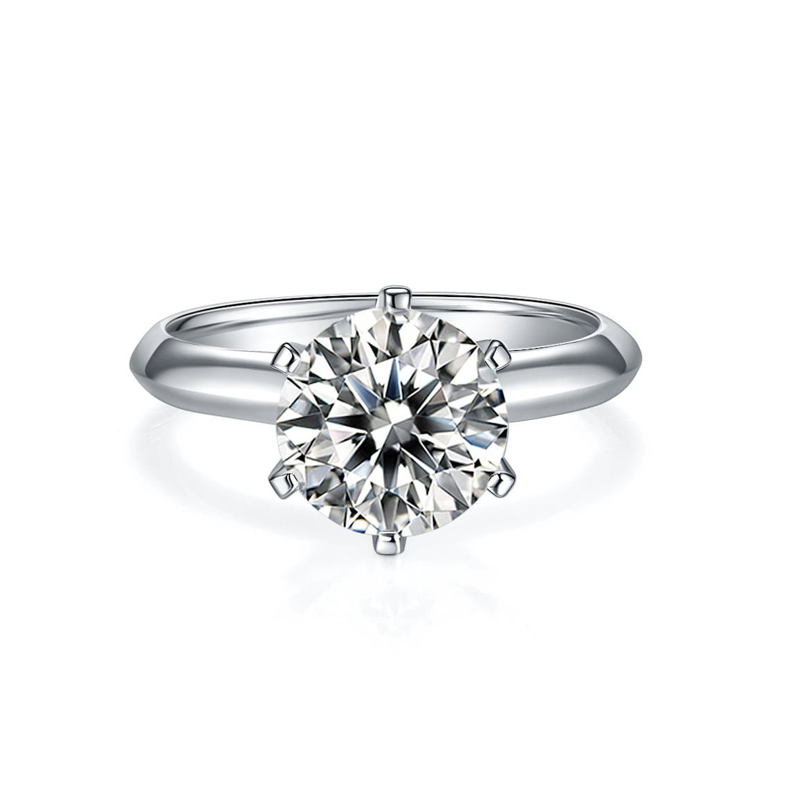 3 CT Round Shaped Moissanite Engagement Ring In Solitaire Design