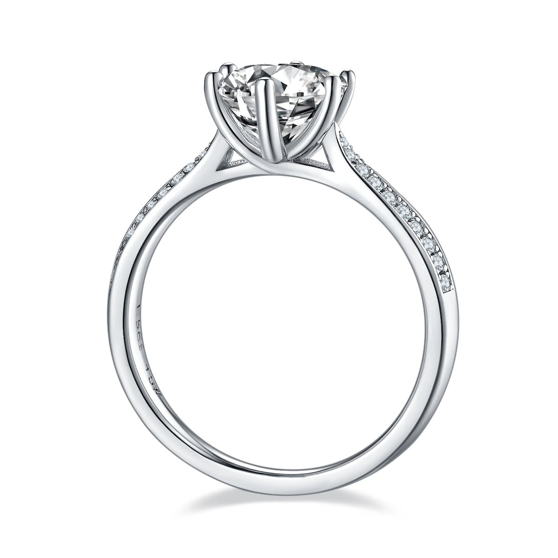 1 CT Round Shaped Moissanite Engagement Ring In Pave Design