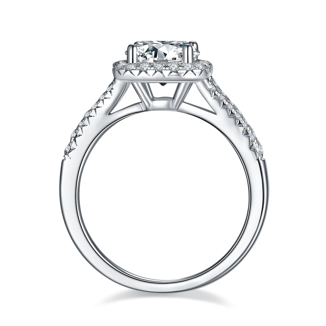 2 CT Oval Shaped Moissanite Engagement Ring In Hidden Halo Design