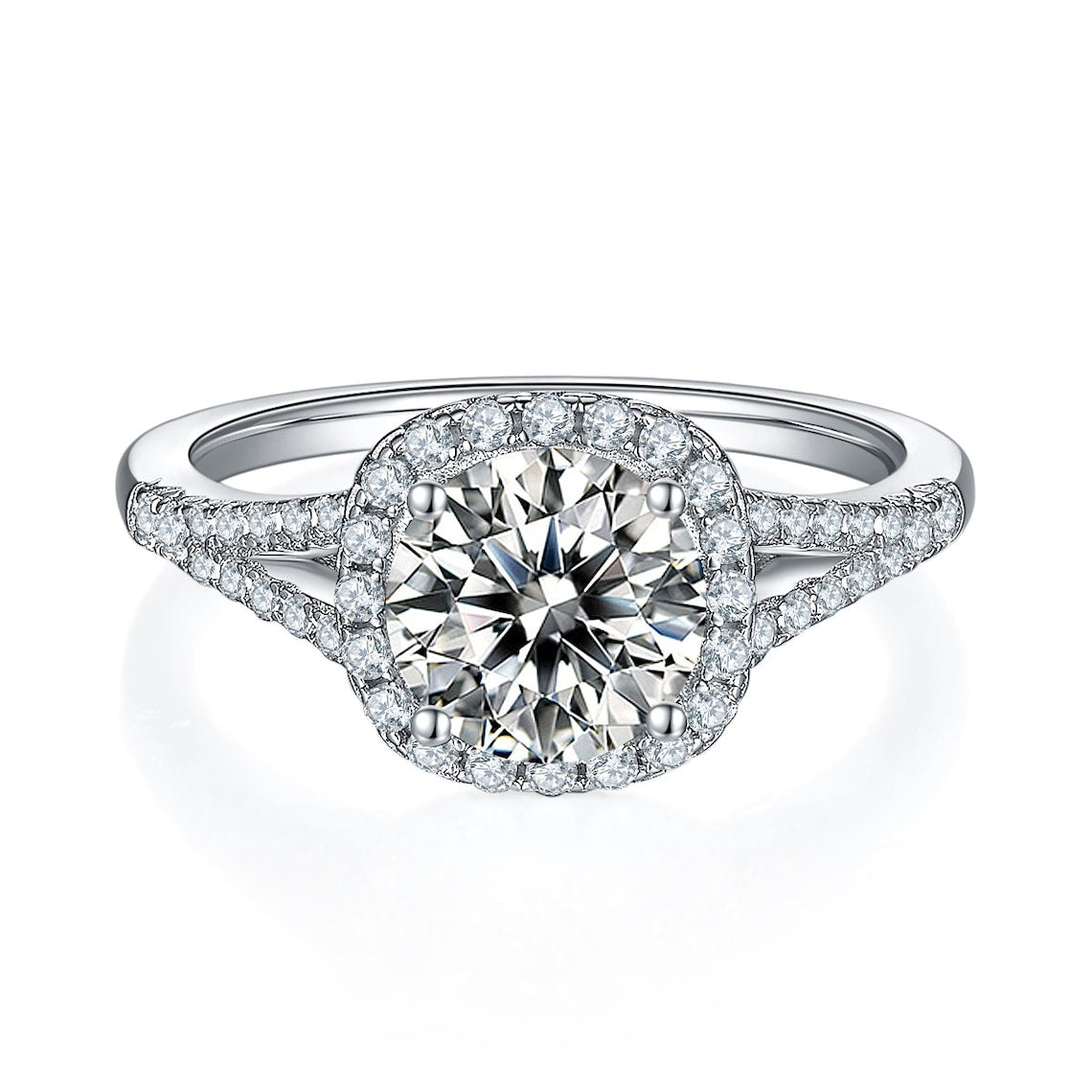 2 CT Oval Shaped Moissanite Engagement Ring In Hidden Halo Design