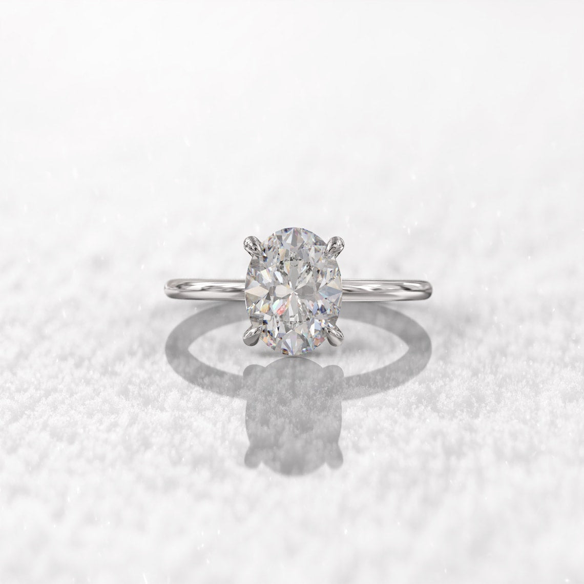 1.50 CT Oval Moissanite Hidden Halo Engagement Ring - farrellouise